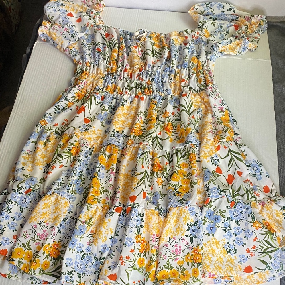 Liberty Love Floral Kids Dress in Yellow and Blue